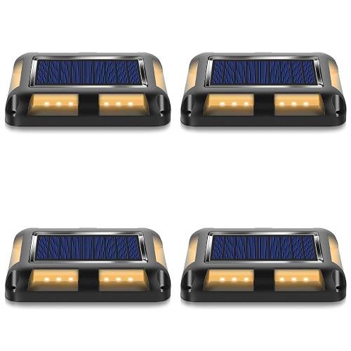 Pack de 4 lampes solaires LED jaune pour allée