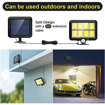 Applique Murale Solaire 160 LED Extérieure Étanche Sécurité Jardin