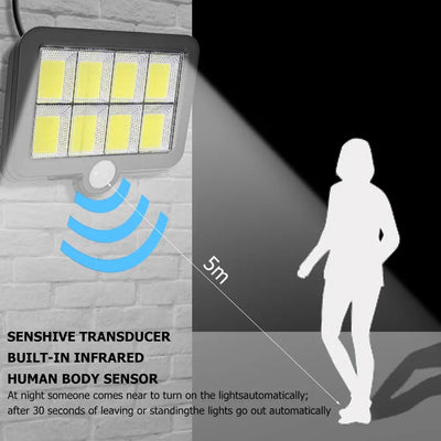 Applique Murale Solaire 160 LED Extérieure Étanche Sécurité Jardin