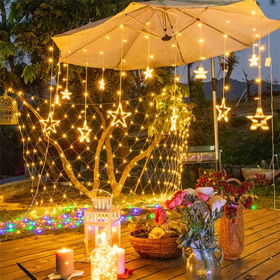 Guirlande Solaire LED 8 Modes Étoile Lune Décoration Jardin