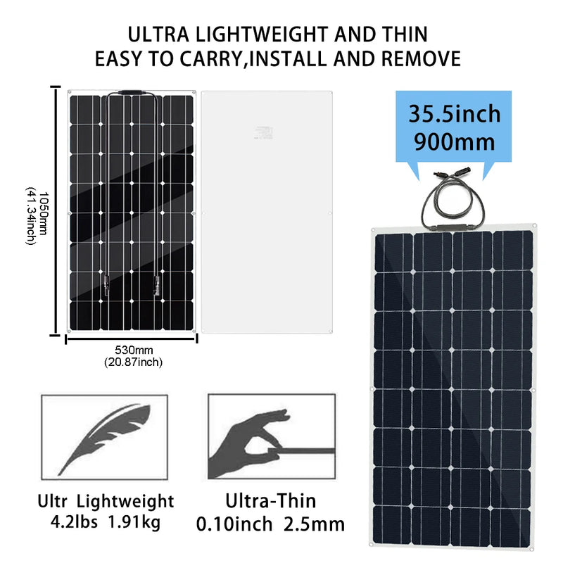 Panneau Solaire Flexible 200W 400W Kit 12V