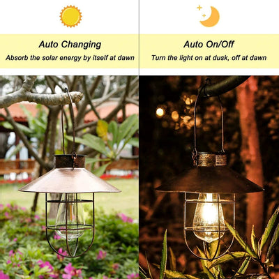 Lampe Solaire Suspendue Vintage Métal Extérieure Patio Jardin