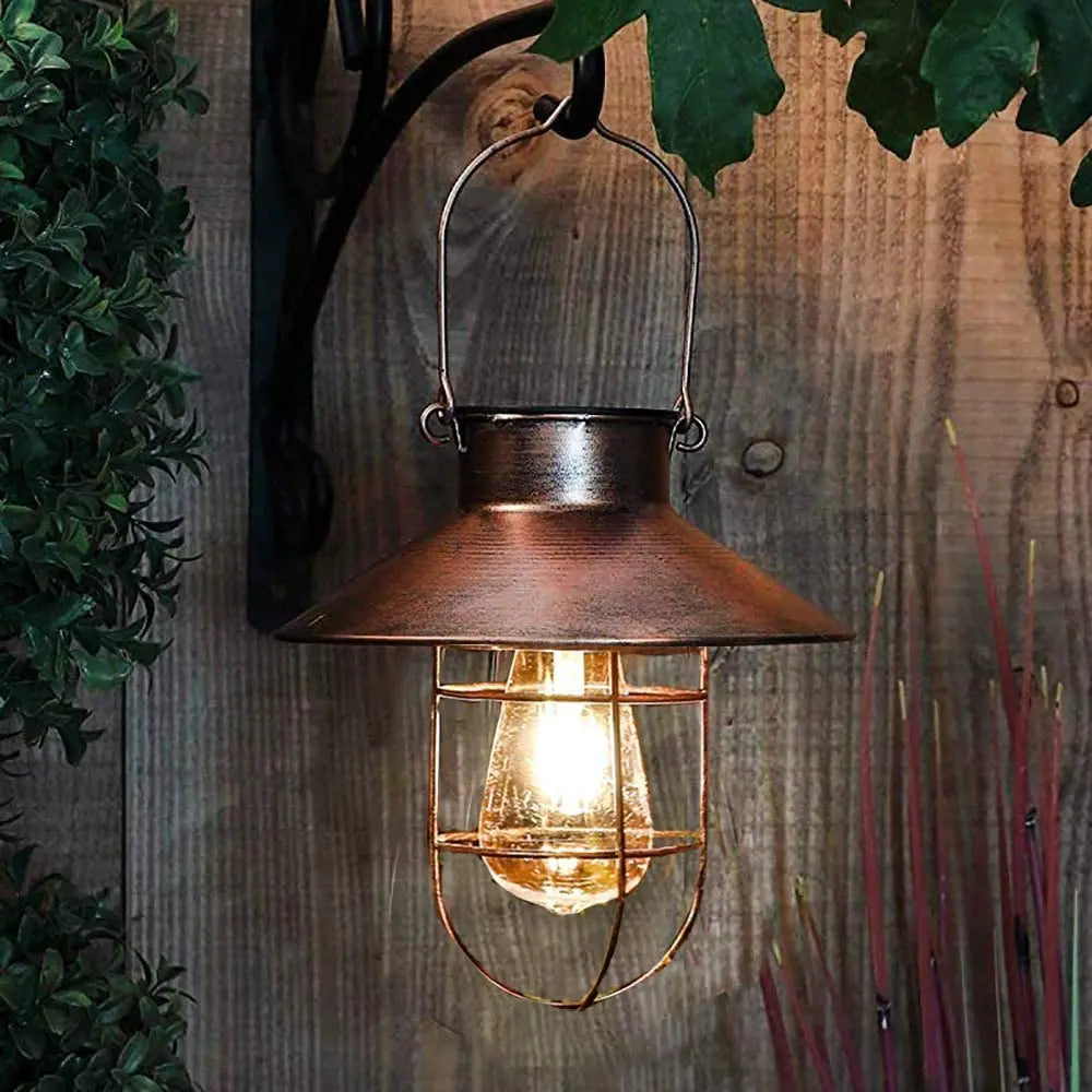 Lampe Solaire Suspendue Vintage Métal Extérieure Patio Jardin