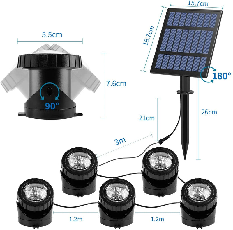 Spot solaire RGB étanche IP68 pour pelouse
