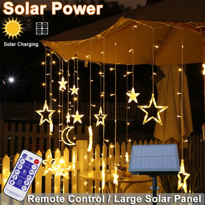 Guirlande Solaire LED 8 Modes Étoile Lune Décoration Jardin