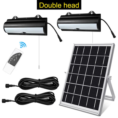 Lampe Solaire Suspendue Double Tête Capteur Mouvement Hangar IP65