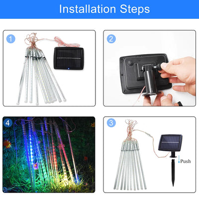 Guirlande Solaire Meteor Shower 10 Tubes Étanche Extérieur