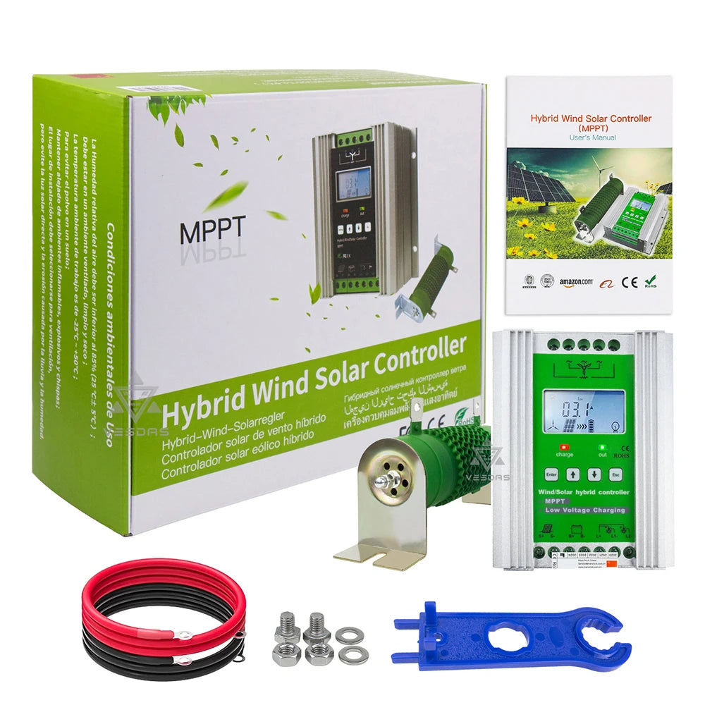 Contrôleur Hybride Éolienne Solaire MPPT PWM 12V 24V Régulateur
