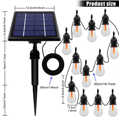 Guirlande solaire Edison suspendue dans une cour