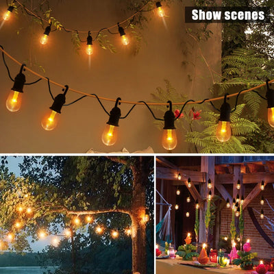 Détails de la guirlande solaire Edison 12 ampoules