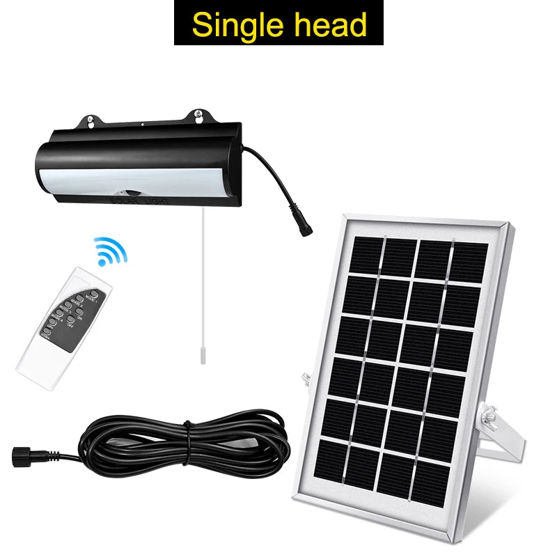 Lampe Solaire Suspendue Double Tête Capteur Mouvement Hangar IP65