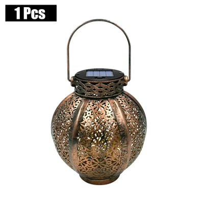 Détails de la lanterne solaire rétro creuse bronze