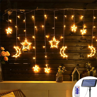 Guirlande Solaire LED 8 Modes Étoile Lune Décoration Jardin