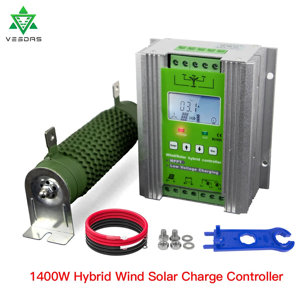 Contrôleur Hybride Éolienne Solaire MPPT PWM 12V 24V Régulateur