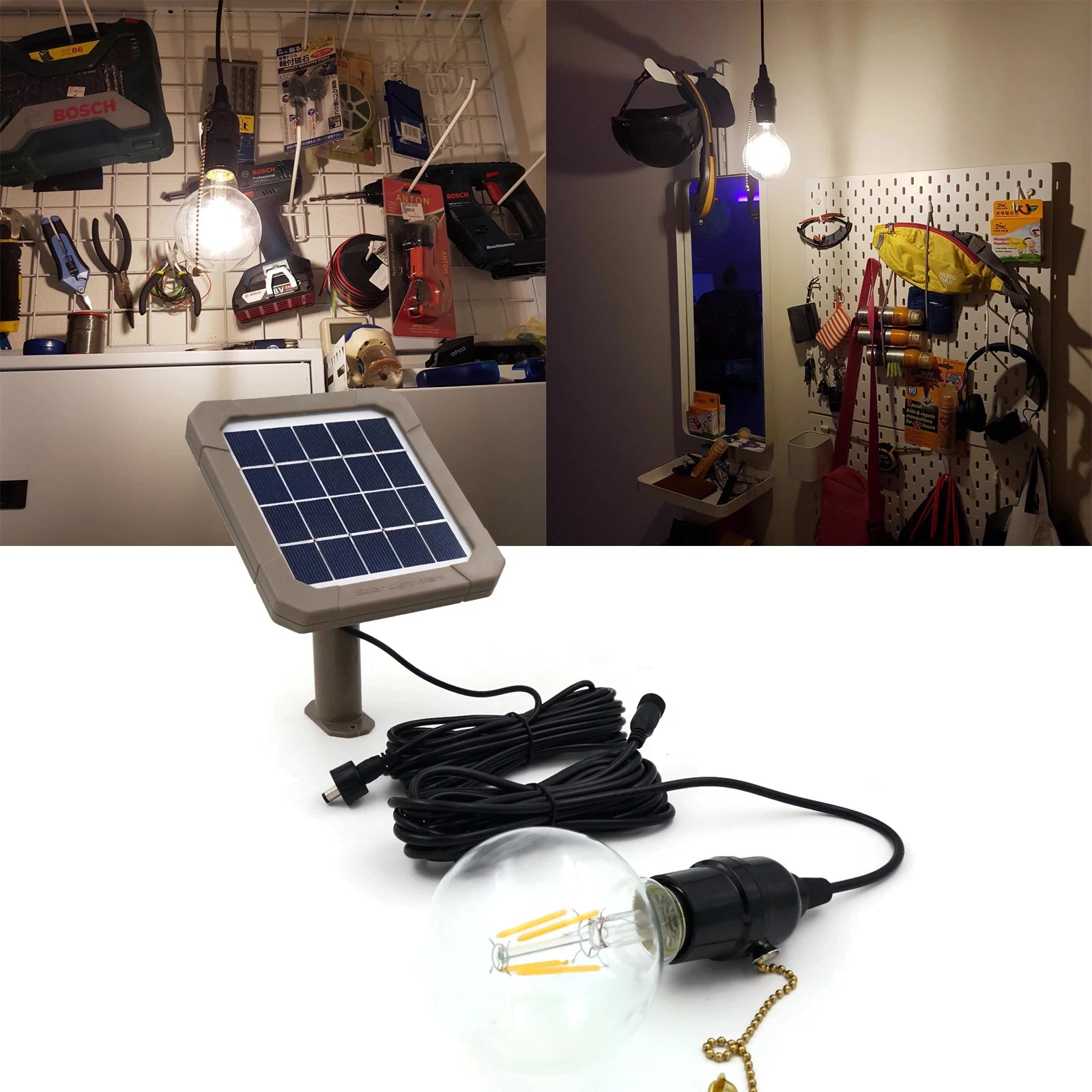 Lampe solaire vintage LED Ă lumiĂšre chaude pour atelier