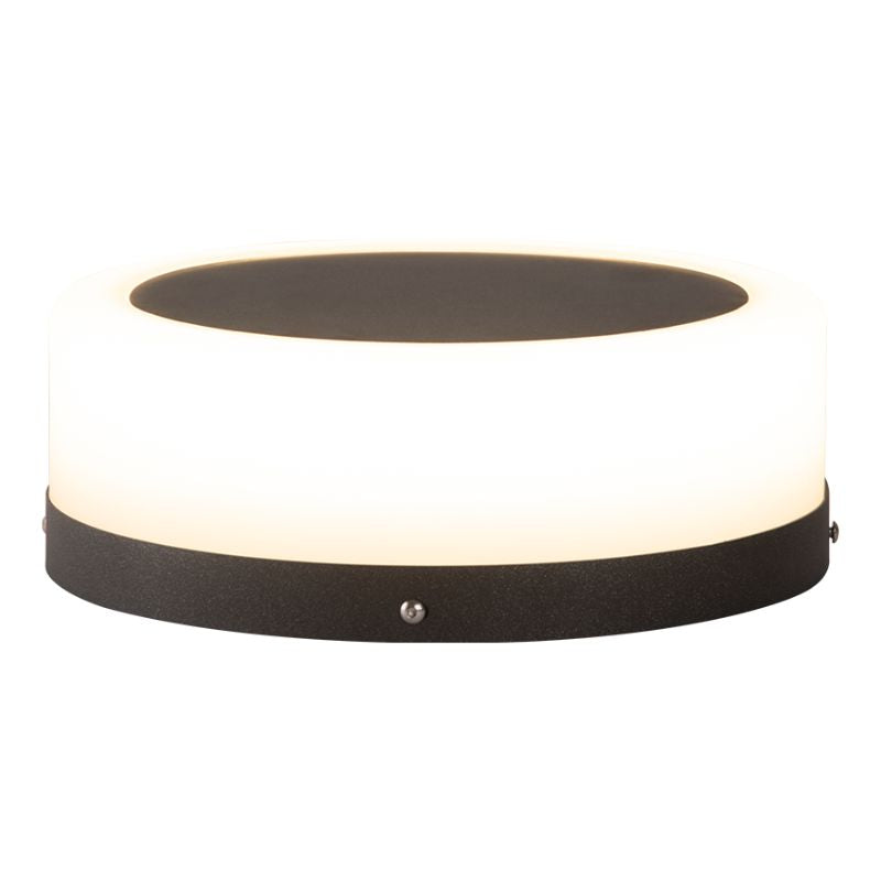 Lampe solaire cylindre inox la nuit