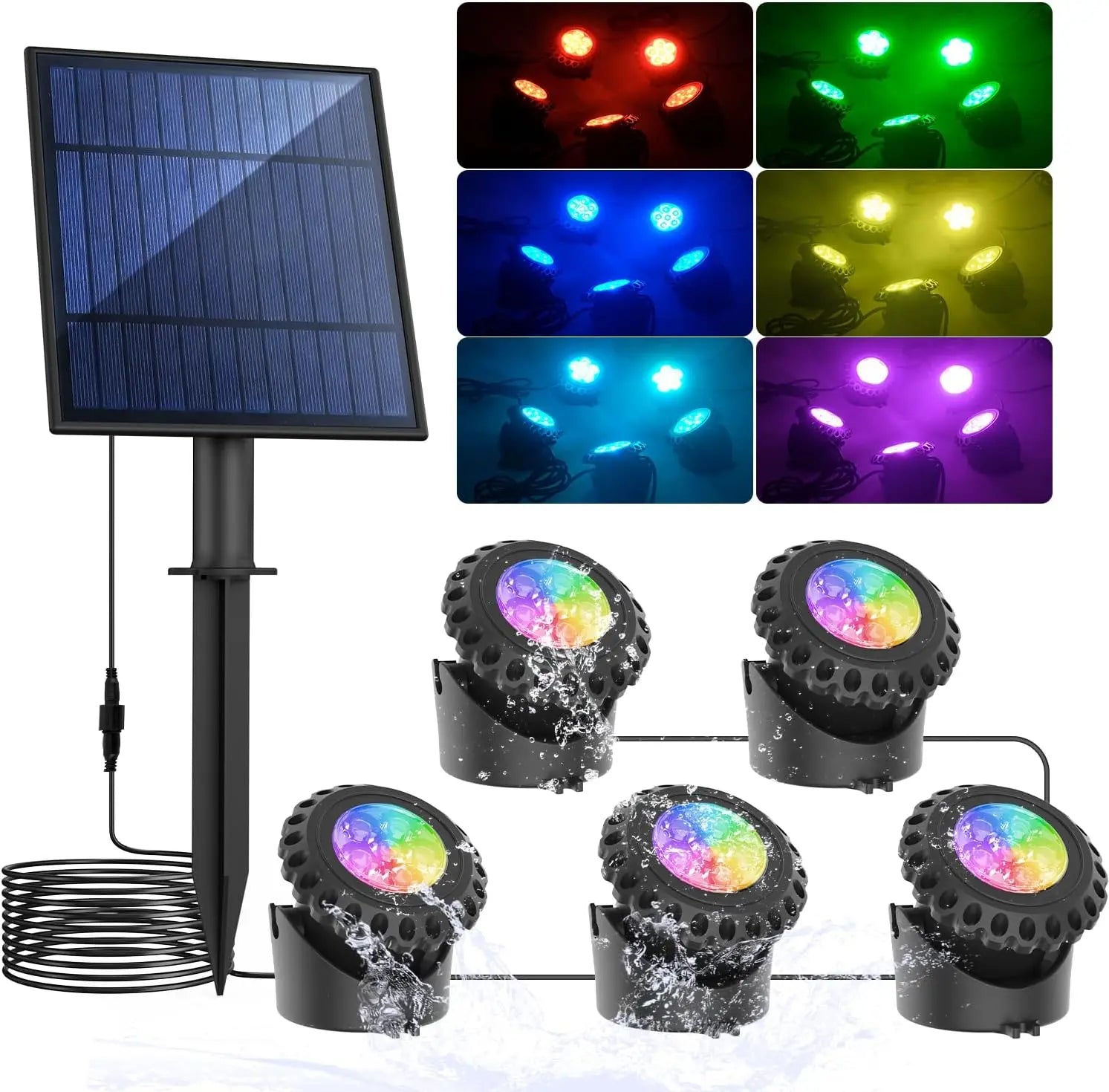 Projecteur Solaire Subaquatique RGB Étang Bassin IP68 Jardin