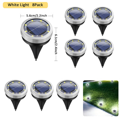 Lampe Solaire Allée 8 LED Inox Étanche IP65 Jardin Pelouse