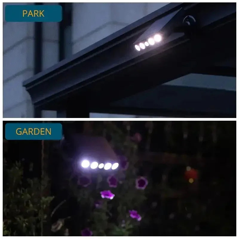Lampe Solaire Sécurité 4 LED Extérieure Détecteur Mouvement 3 Modes