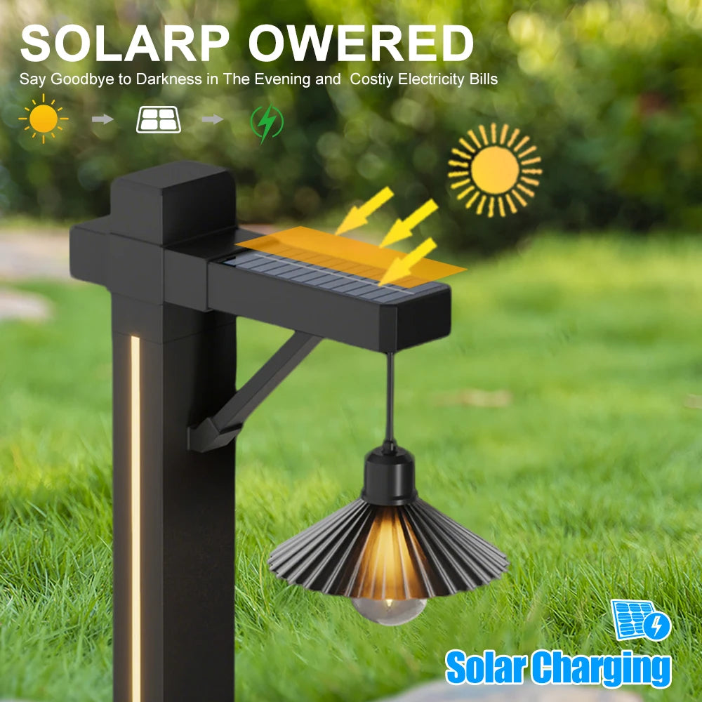 Lampadaire Solaire Extérieur Vintage Éclairage Paysager Allée Jardin
