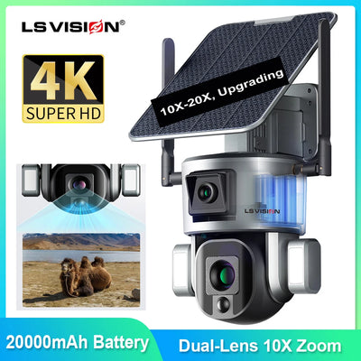 Caméra de sécurité solaire 4K 8MP double objectif zoom 20X