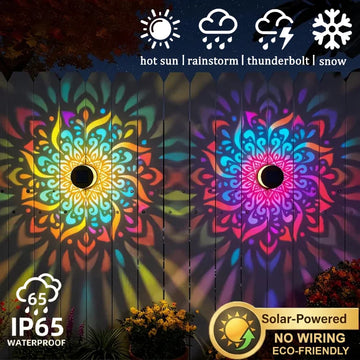 Applique Solaire Mandala LED Étanche pour Clôture et Mur