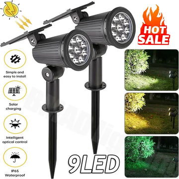 Spot Solaire RGB Extérieur 9 LED Luminosité Réglable pour Jardin et Palmiers