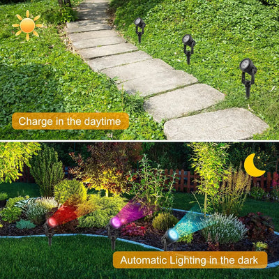 Projecteur Solaire RGB Étanche IP65 Paysage – installé en extérieur sur un mur