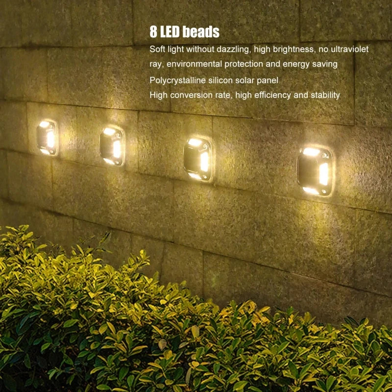 Lampe Solaire Encastrée Sol Inox 8 LED Étanche Jardin Villa