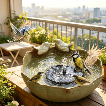 Fontaine Solaire Cascade pour Bain d'Oiseaux de Jardin