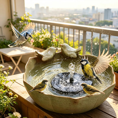 Fontaine Solaire Cascade pour Bain d'Oiseaux de Jardin