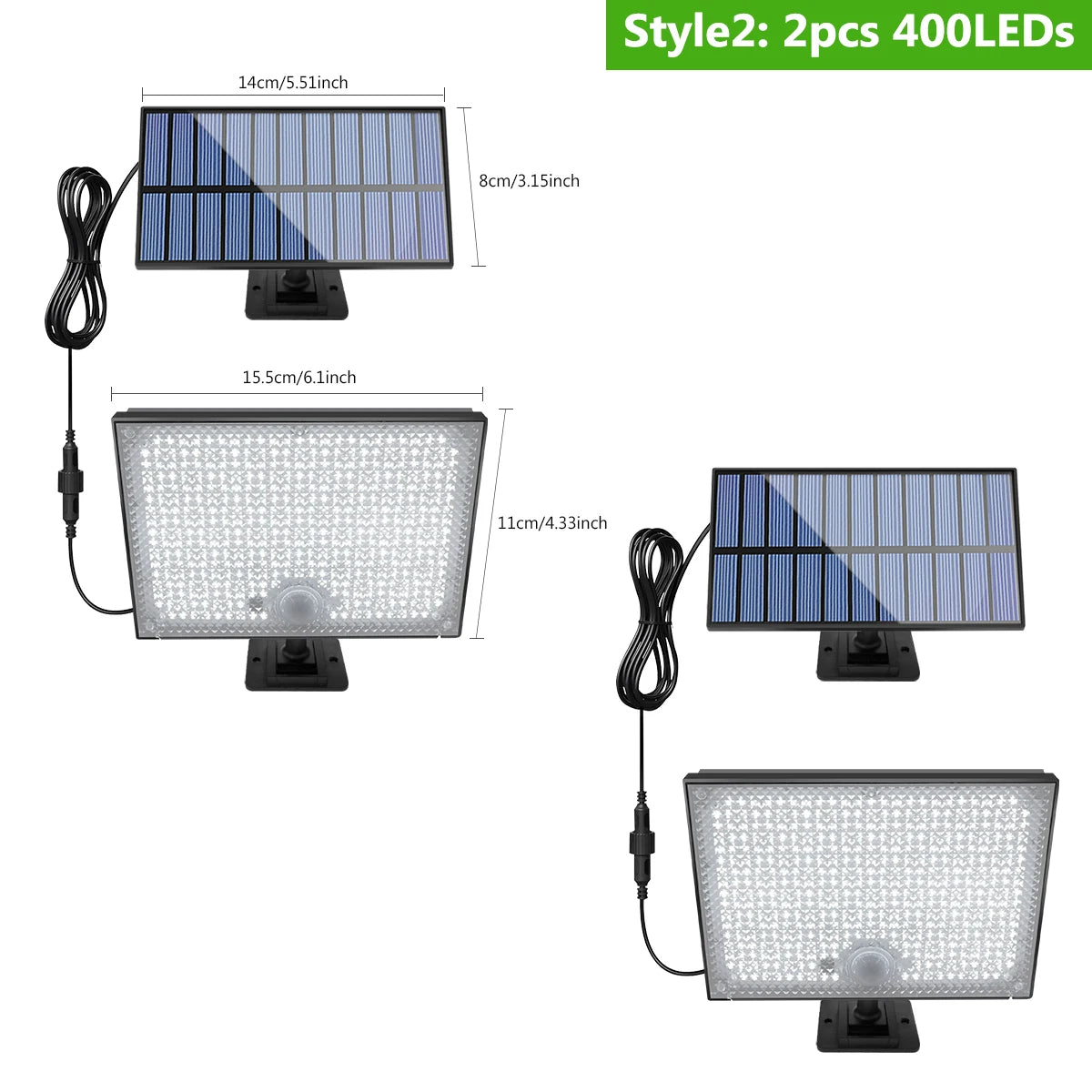 Lampe Solaire Extérieur 400 LED Détecteur Mouvement Télécommande IP65