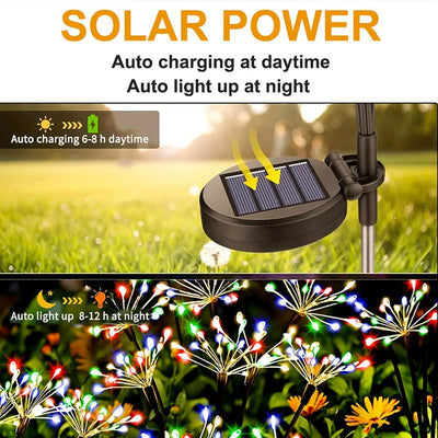 Lampe solaire florale multicolore RGB allumée la nuit