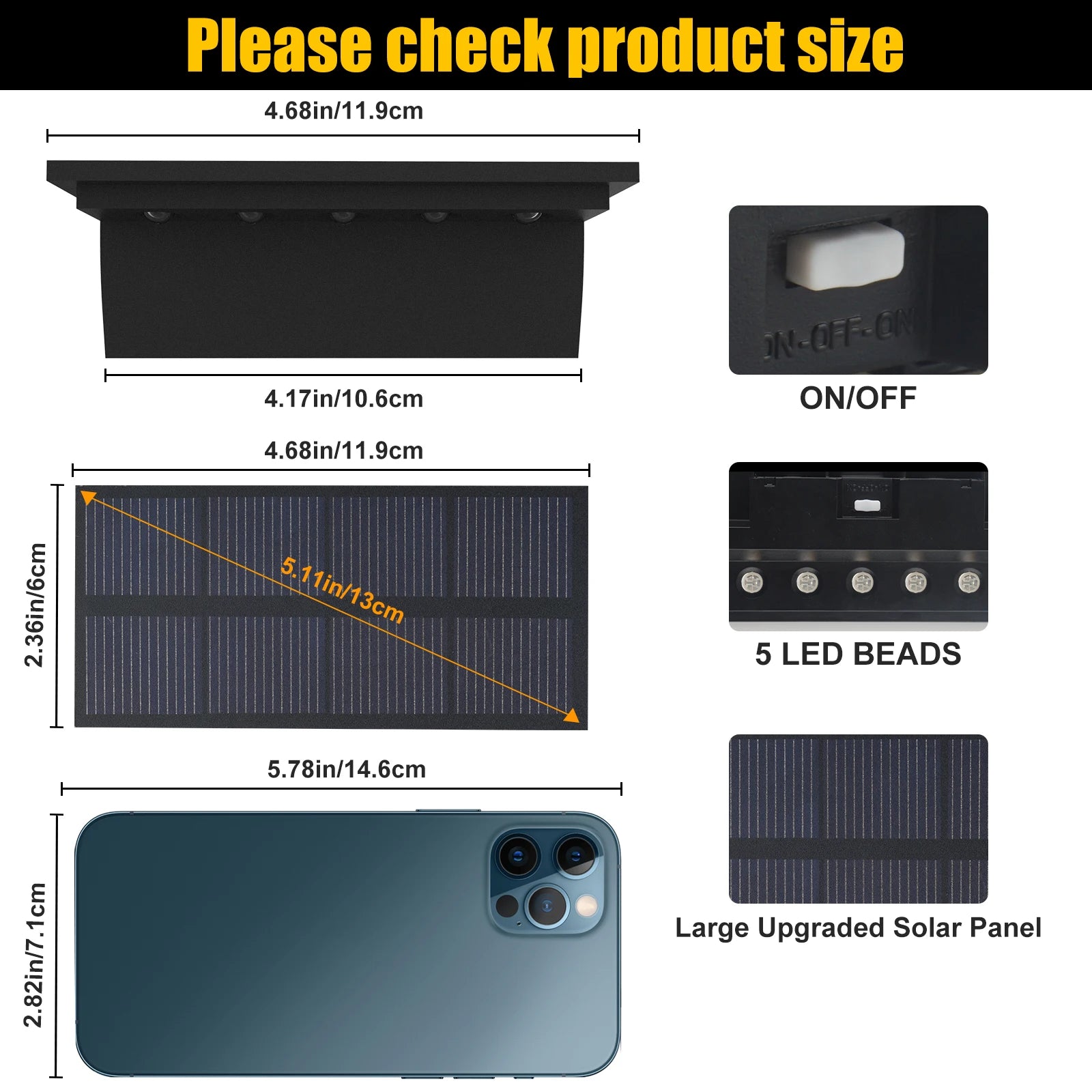 Lampe Solaire Escalier RGB LED Étanche IP65 Marche Extérieur