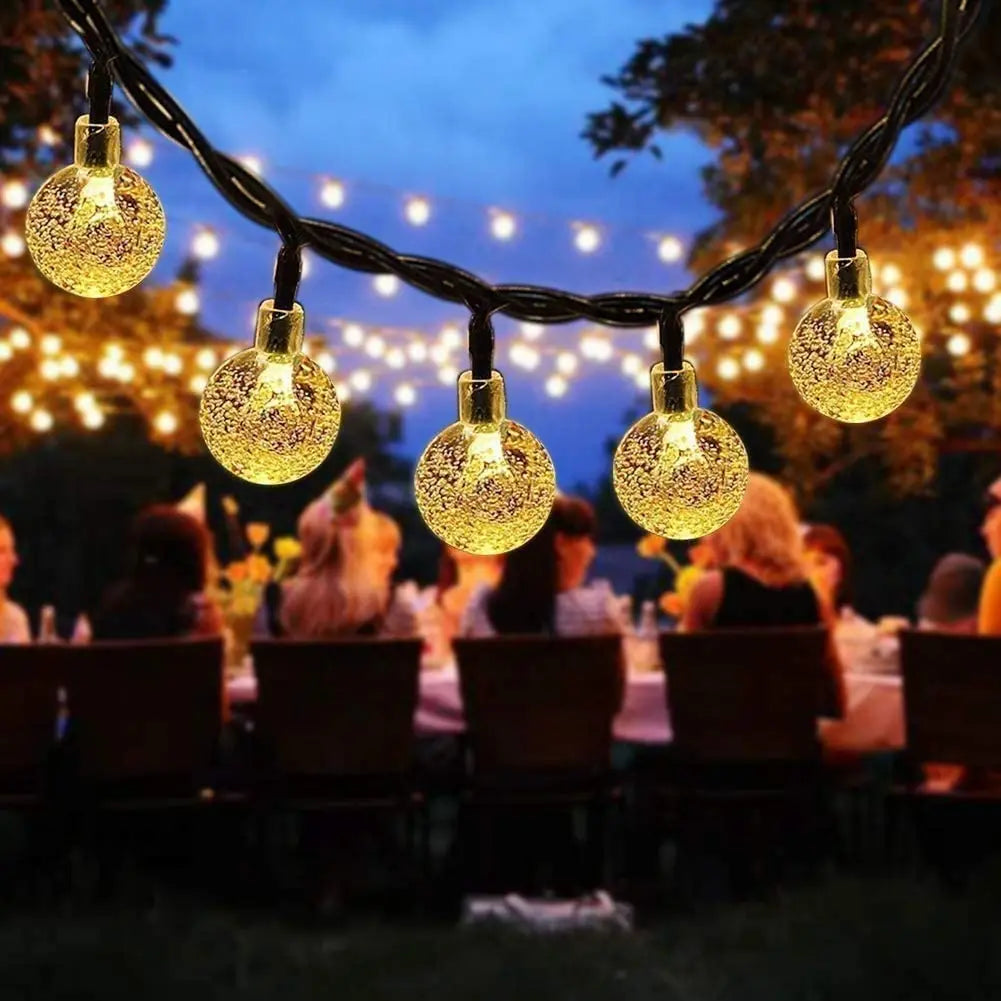 Guirlande Solaire LED Globe Cristal Étanche Jardin Patio