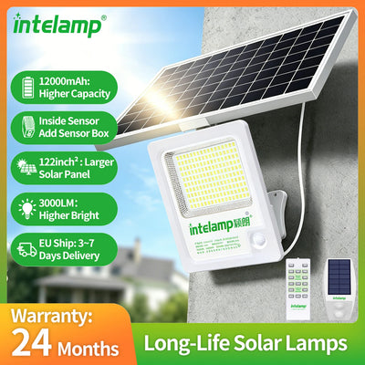 Projecteur Solaire Sécurité 3000lm Détecteur Mouvement IP65