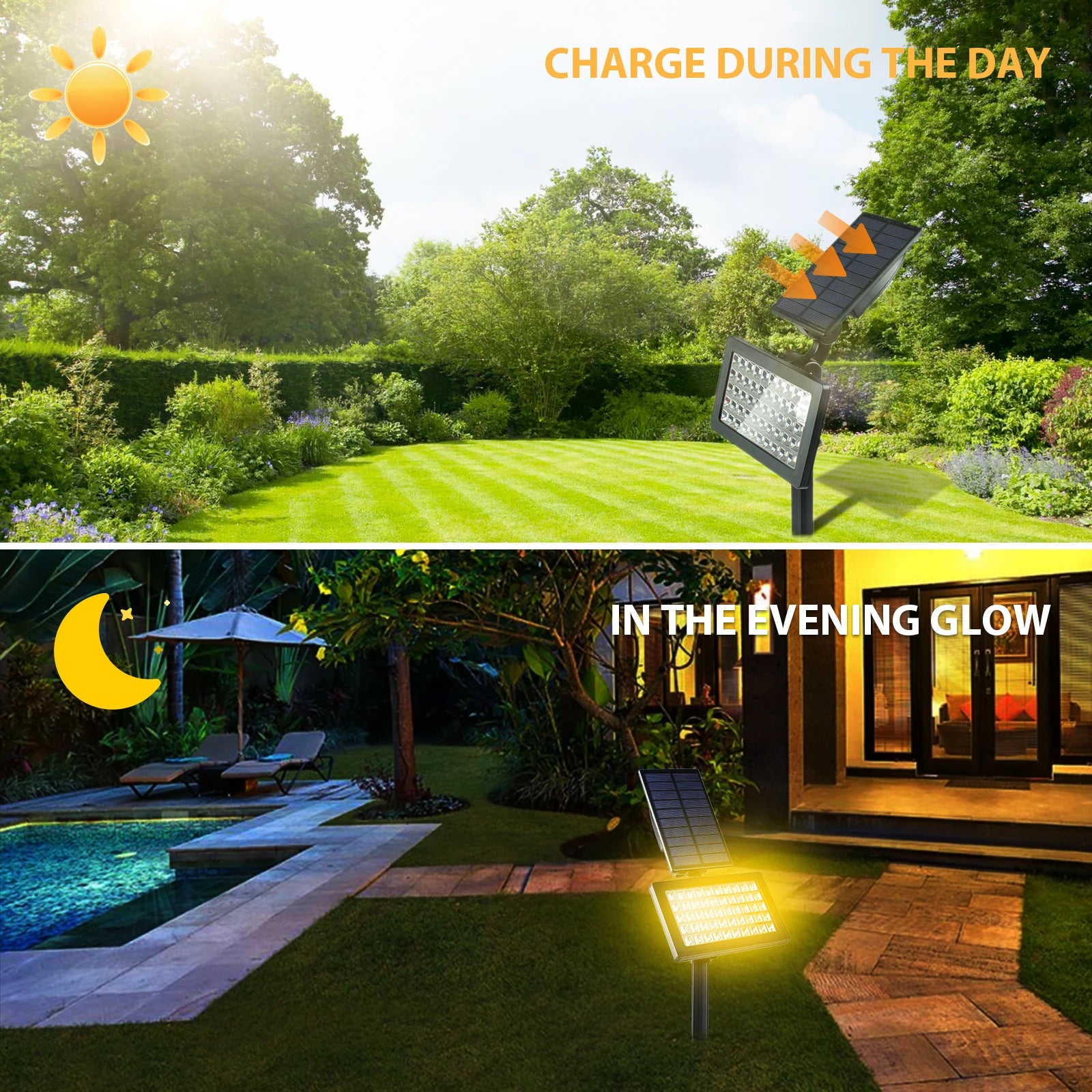 Spot solaire 50 LED blanc chaud étanche IP65