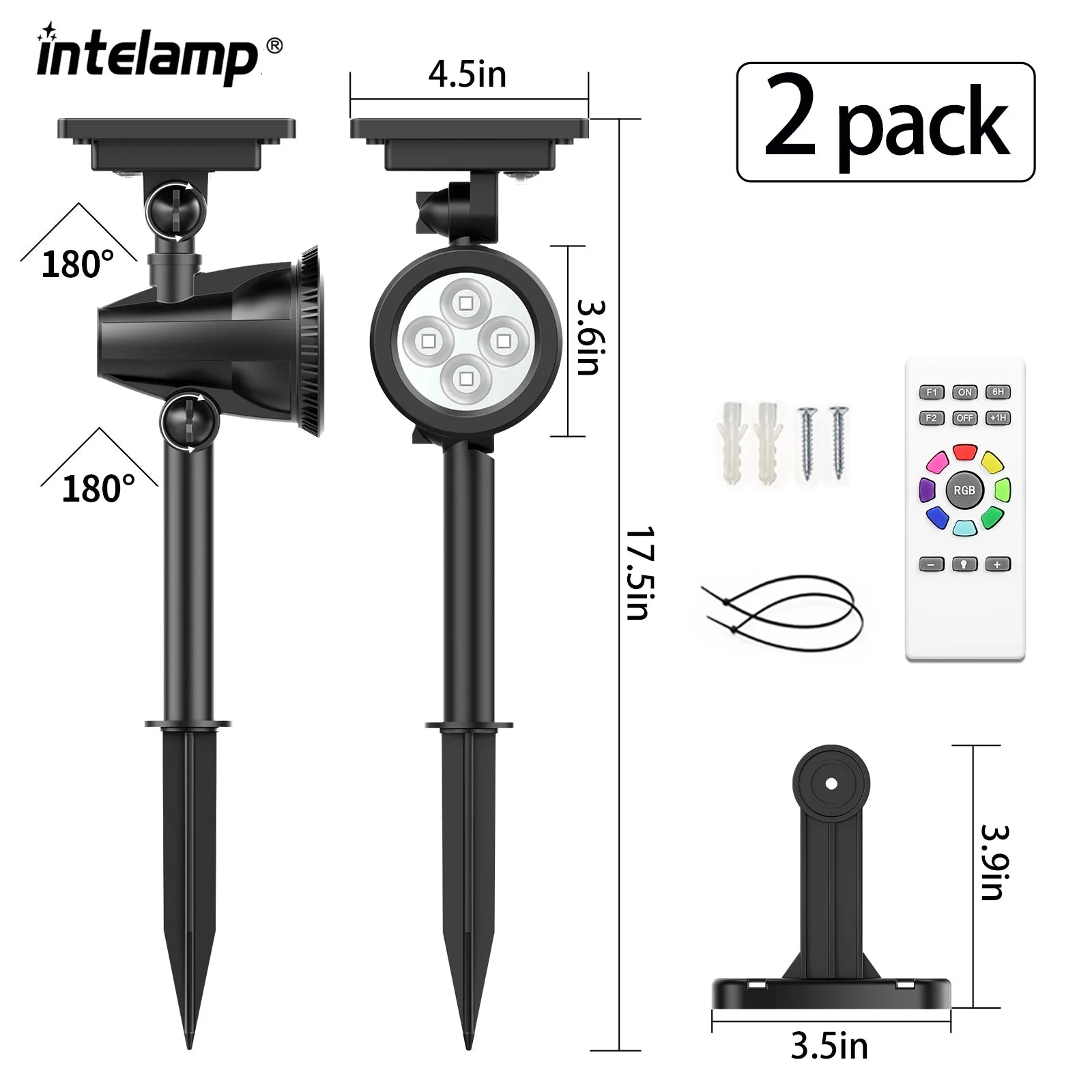 Projecteur Solaire Paysage Lot de 2 Éclairage Projection 8 Modes Jardin