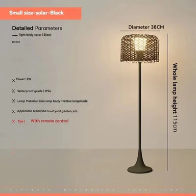 Lampadaire Solaire DĂ©coratif en Rotin pour Terrasse â dĂ©tail du design et finitions