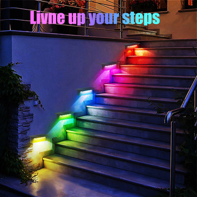 Lampe Solaire Escalier RGB LED Étanche IP65 Marche Extérieur