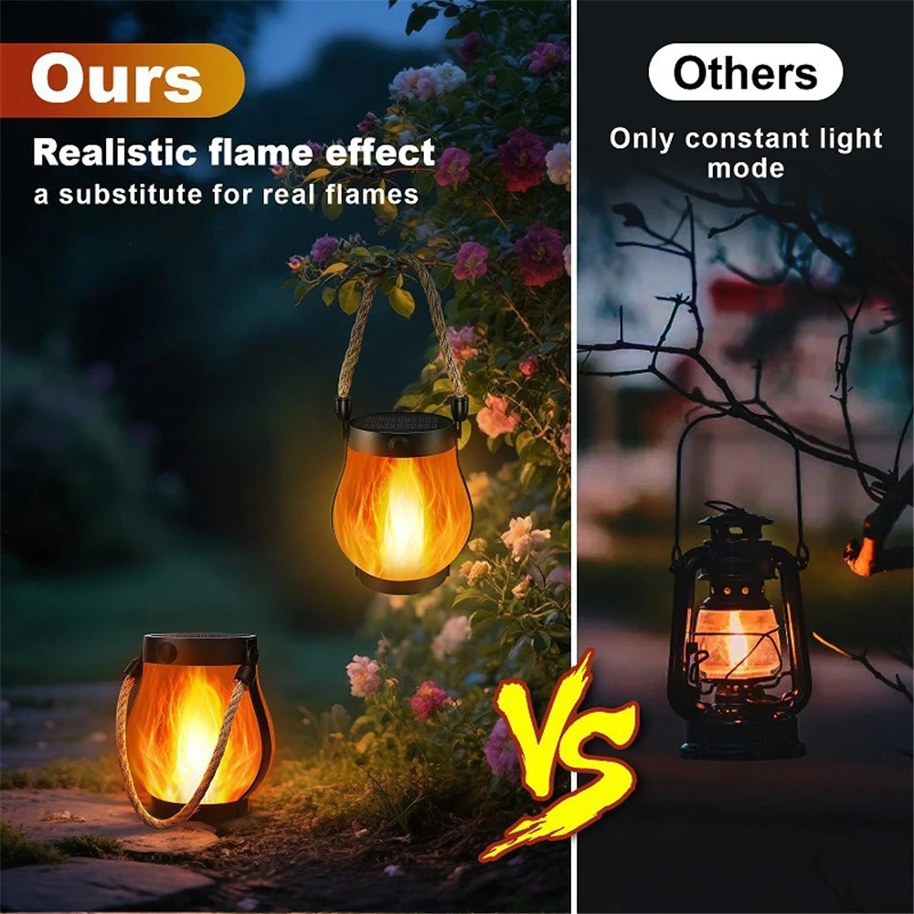Lampe Torche Solaire 22 LED Flamme Vacillante Étanche Jardin