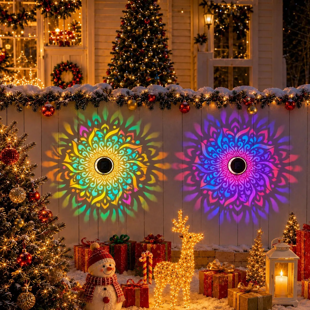 Applique Solaire Projecteur Mandala LED Étanche Jardin
