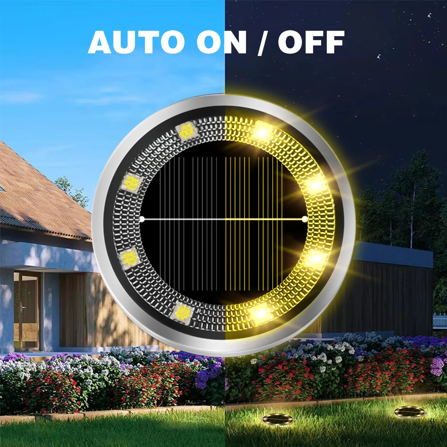 Lampe Solaire Jardin 8 LED Encastrée Sol Éclairage Latéral Étanche