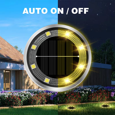 Lampe Solaire Jardin 8 LED Encastrée Sol Éclairage Latéral Étanche
