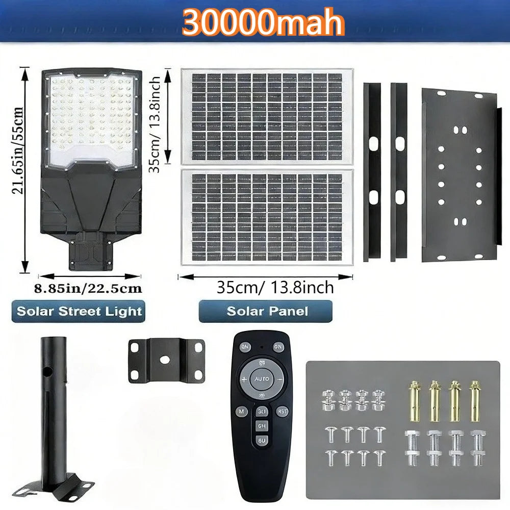 Lampadaire Solaire Rue LED 6500K Étanche Sécurité Parking