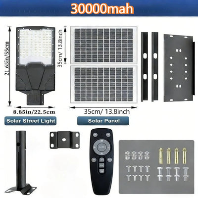 Lampadaire Solaire Rue LED 6500K Étanche Sécurité Parking