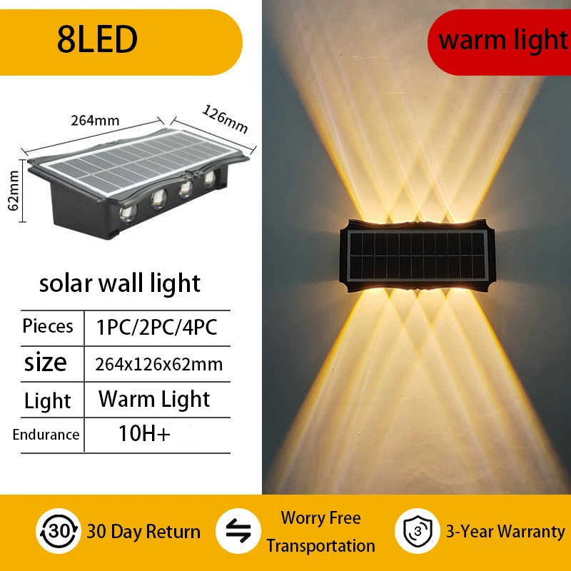 Effet lumineux haut et bas de l'applique solaire