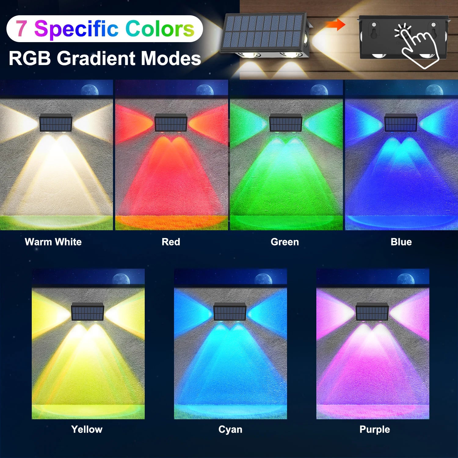 Lampe solaire multicolore allumée dans une cour