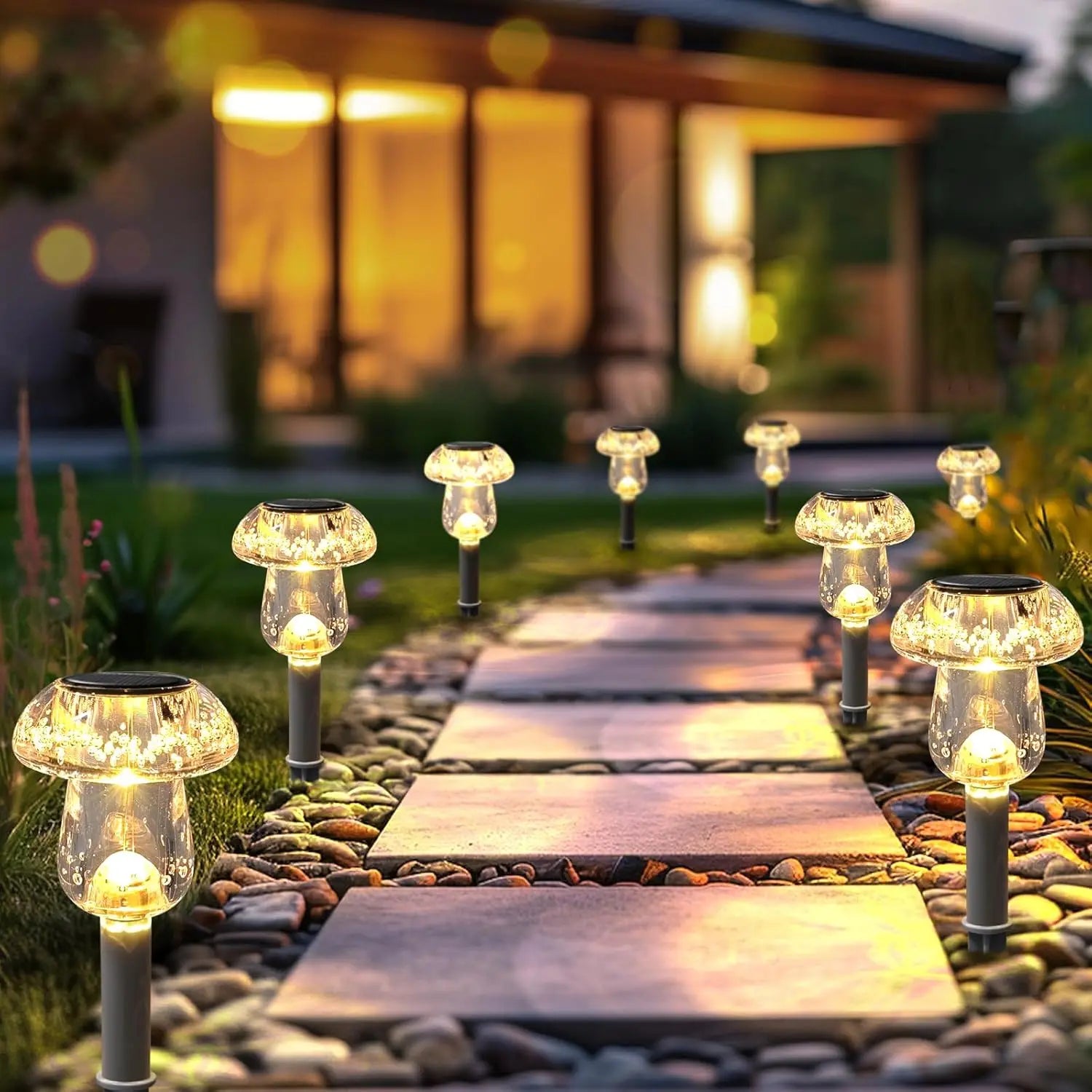 Lampe Solaire Champignon LED Étanche Décoration Jardin Allée