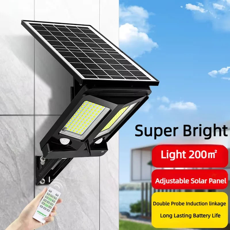 Projecteur Solaire 4000lm Extérieur Détecteur Mouvement Télécommande Jardin